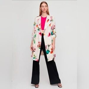 Aritzia Babaton Quincey Floral Duster Trench Jacket Sz XS